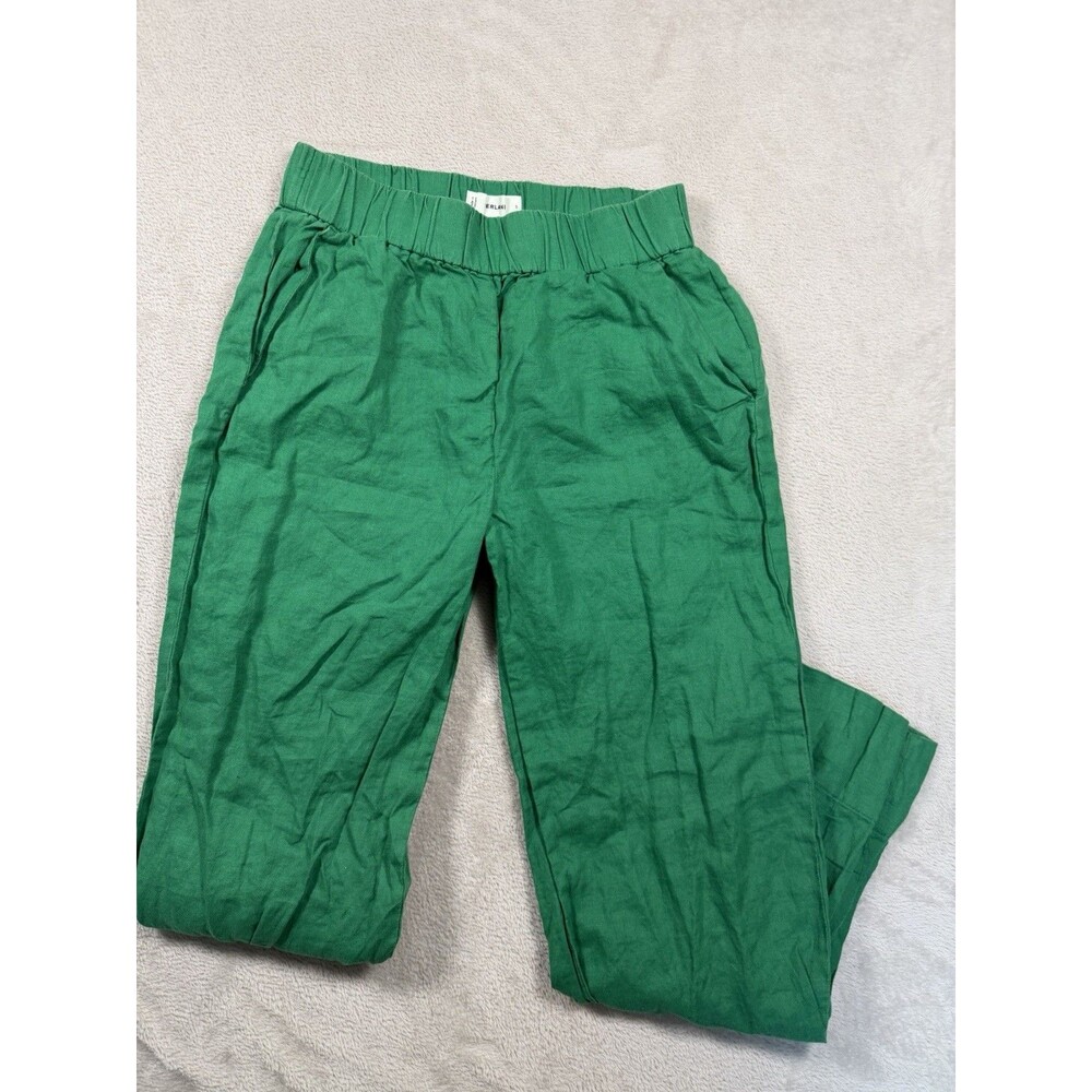 Everlane The Linen Easy Pant Green 100% European Flax Elastic Waist Small